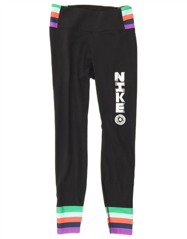 Leggings grafici da donna Nike UK 6 XS poliestere color block nero