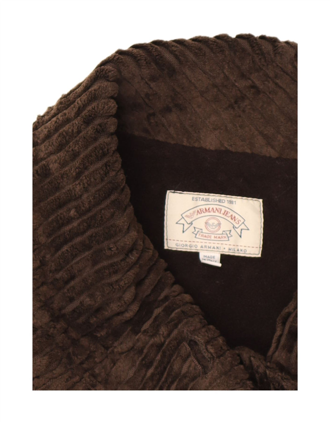 Cappotto in velluto a coste da donna Armani Jeans UK 14 Cotone marrone medio