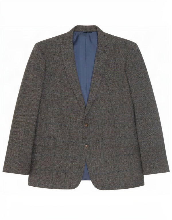 Giacca blazer a 2 bottoni da uomo Harris Tweed IT 52 XL lana a quadri grigia