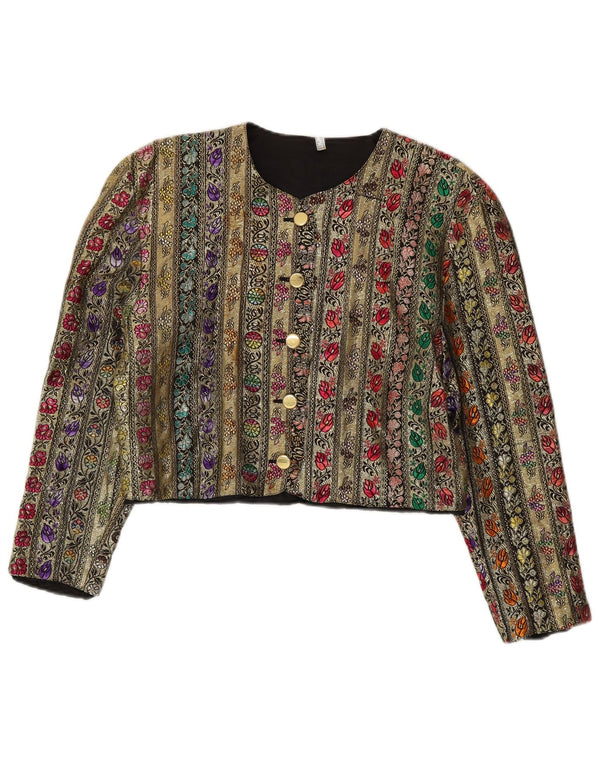 Giacca blazer vintage da donna a 5 bottoni UK 12 medio multicolore floreale