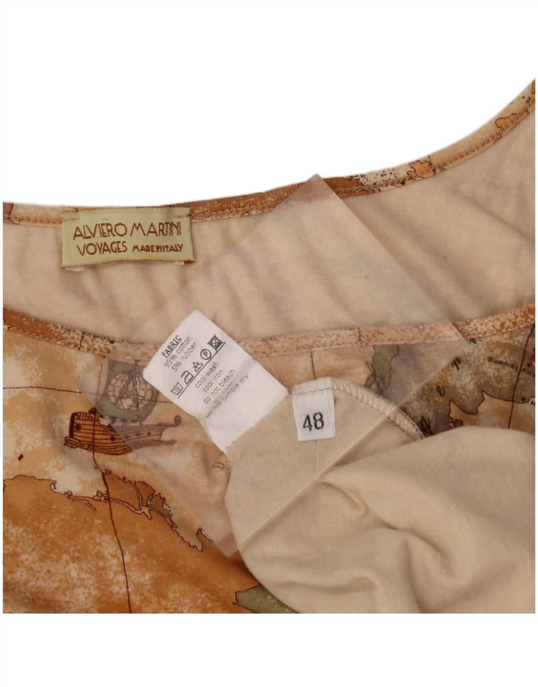 ALVIERO MARTINI Canotta corta da donna Voyages IT 48 XL Beige geometrica