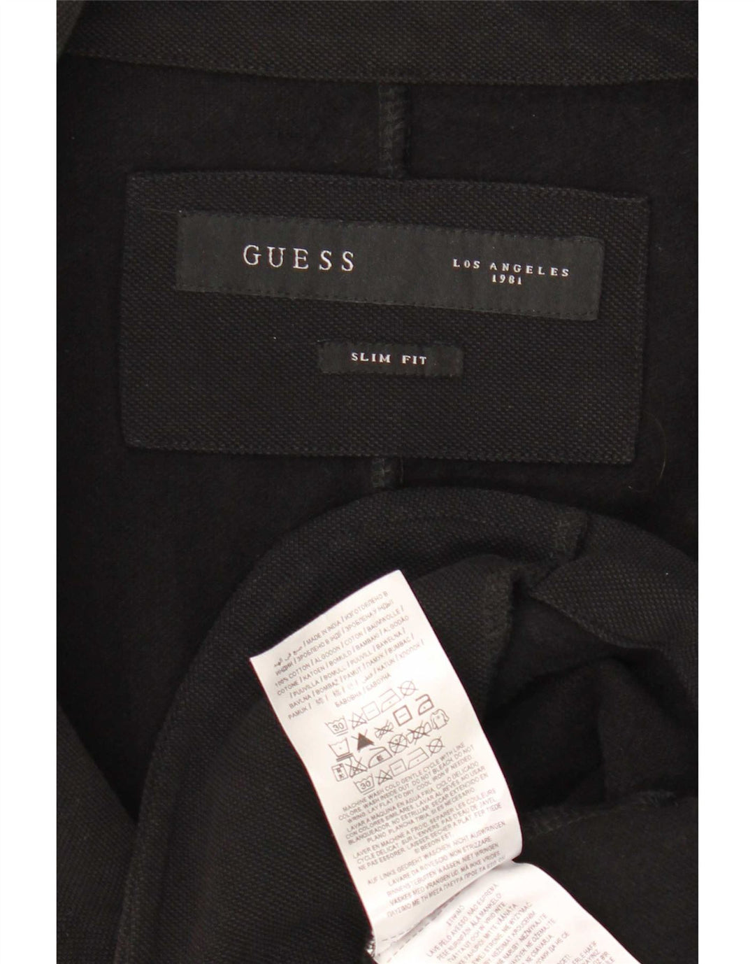Guess Giacca blazer slim fit da uomo a 2 bottoni UK 32 2XS Cotone nero