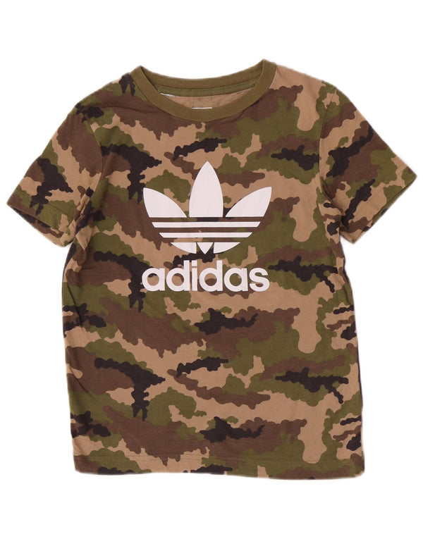 T-shirt grafica regolare da ragazzo Adidas 9-10 anni verde mimetico