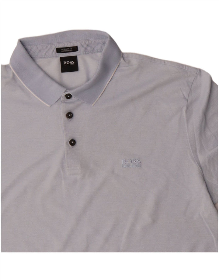 Polo Hugo Boss da uomo vestibilità regolare, taglia grande, in cotone blu