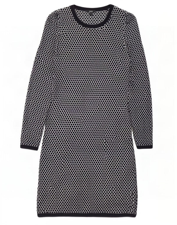 Abito maglione a maniche lunghe da donna Cos UK 6 XS cotone geometrico blu navy