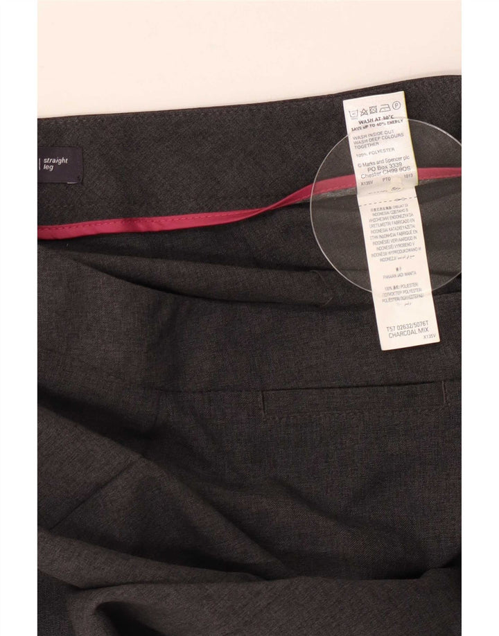 Pantaloni casual dritti da donna Marks & Spencer UK 12 Medium W30 L33 Grigio