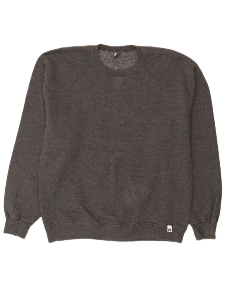 Felpa da uomo Russell Athletic, maglione grande, poliestere grigio