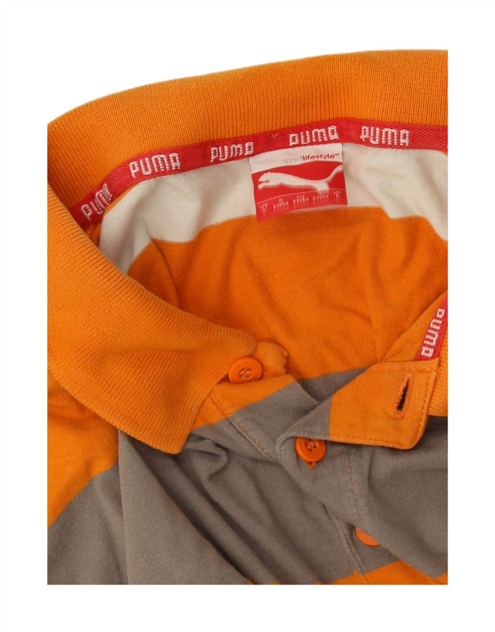 Polo Puma da uomo a maniche corte a righe grandi arancioni