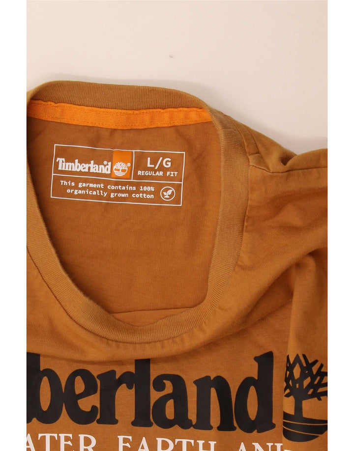 Timberland Mens Regular Fit Graphic Top manica lunga grande cotone marrone