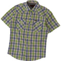 Camicia a maniche corte da uomo Marlboro Classics in cotone a quadri verde medio