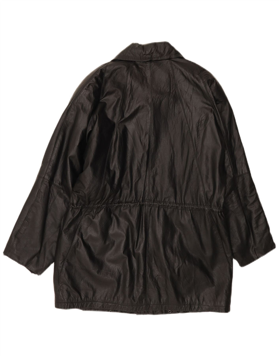 Cappotto in pelle vintage da donna vestibilità ampia EU 40 in pelle nera media