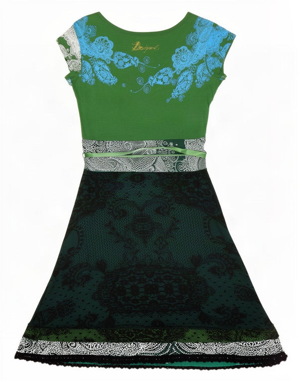 Desigual Abito a trapezio da donna UK 4 XS verde Paisley viscosa