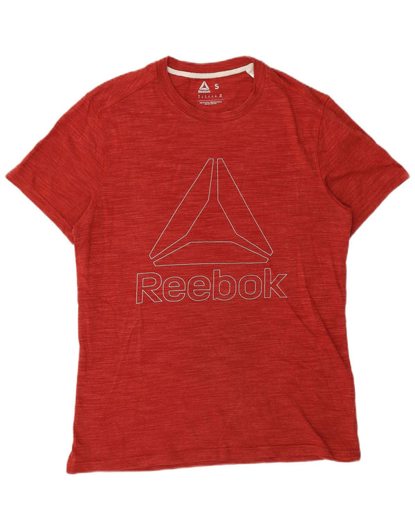 T-shirt grafica da uomo Reebok Top Small in cotone screziato bordeaux