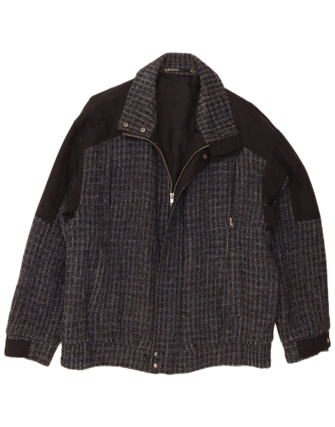 Giubbotto bomber vintage da uomo IT 54 2XL lana a quadri grigia