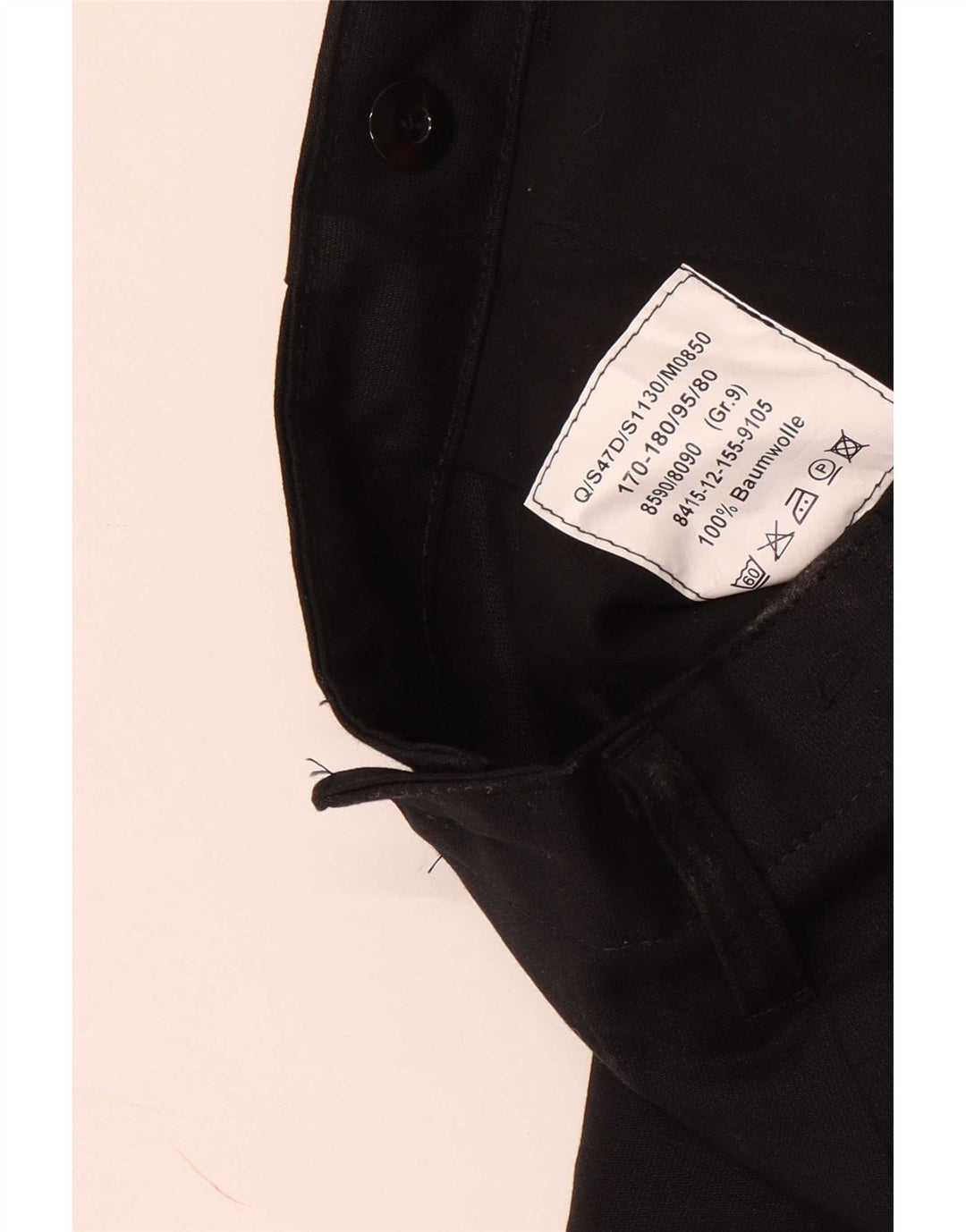Pantaloni cargo dritti da uomo vintage W34 L32 in cotone nero