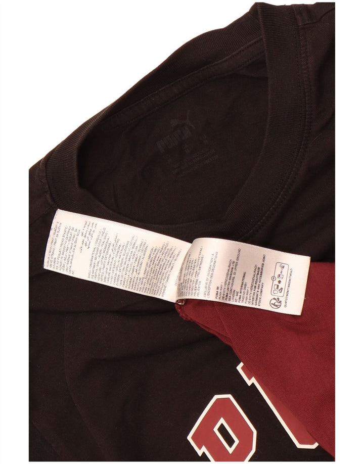 T-shirt grafica da uomo Puma Top in cotone color block medio nero