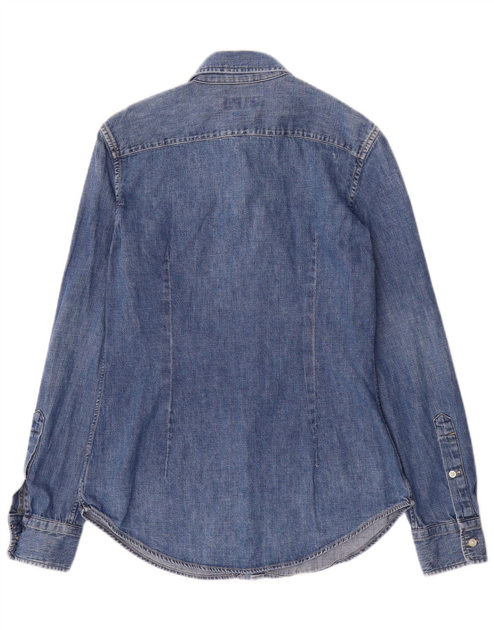 Camicia in denim su misura da uomo Ralph Lauren piccola in cotone blu