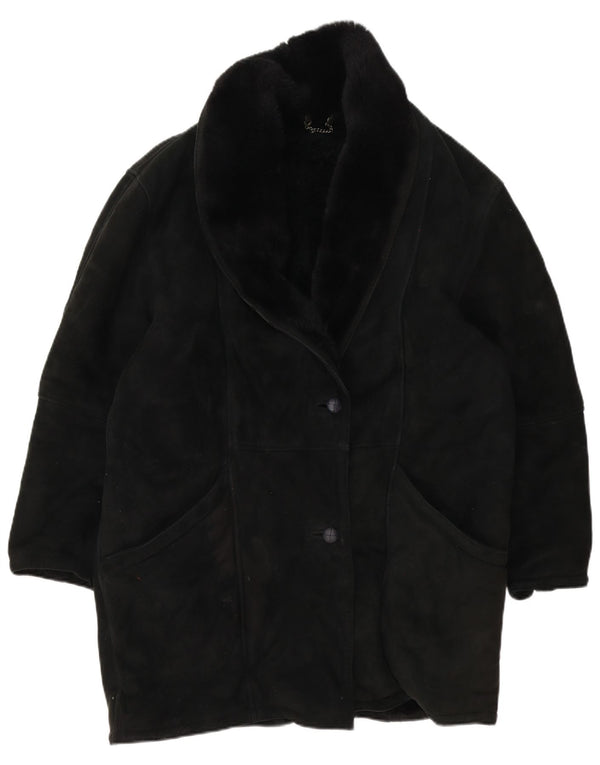 Cappotto oversize in shearling vintage da donna IT 46 Grande shearling nero
