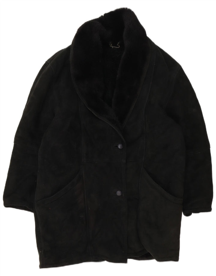 Cappotto oversize in shearling vintage da donna IT 46 Grande shearling nero