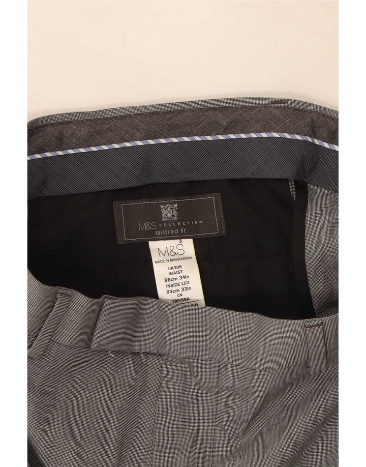Pantaloni casual da uomo Marks & Spencer su misura W34 L33 poliestere grigio