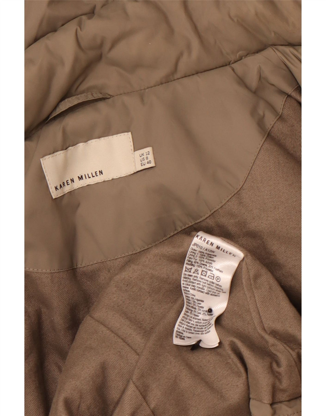 Giacca imbottita con cappuccio da donna KAREN MILLEN UK 12 Poliammide beige medio
