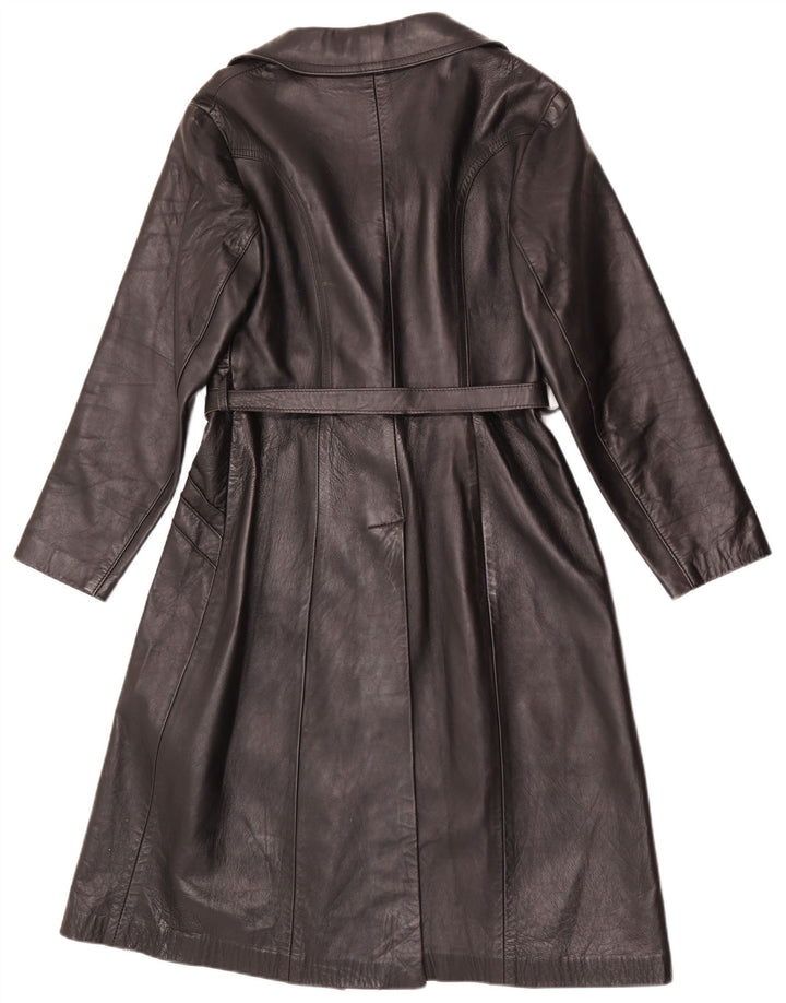 Cappotto in pelle vintage da donna UK 10 piccolo nero