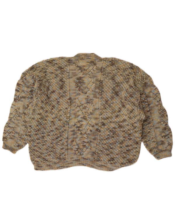 Maglione maglione girocollo da donna vintage UK 16 grande verde screziato