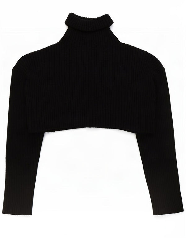 Maglione corto da donna Zara oversize con collo alto, taglia UK 10, piccolo, nero