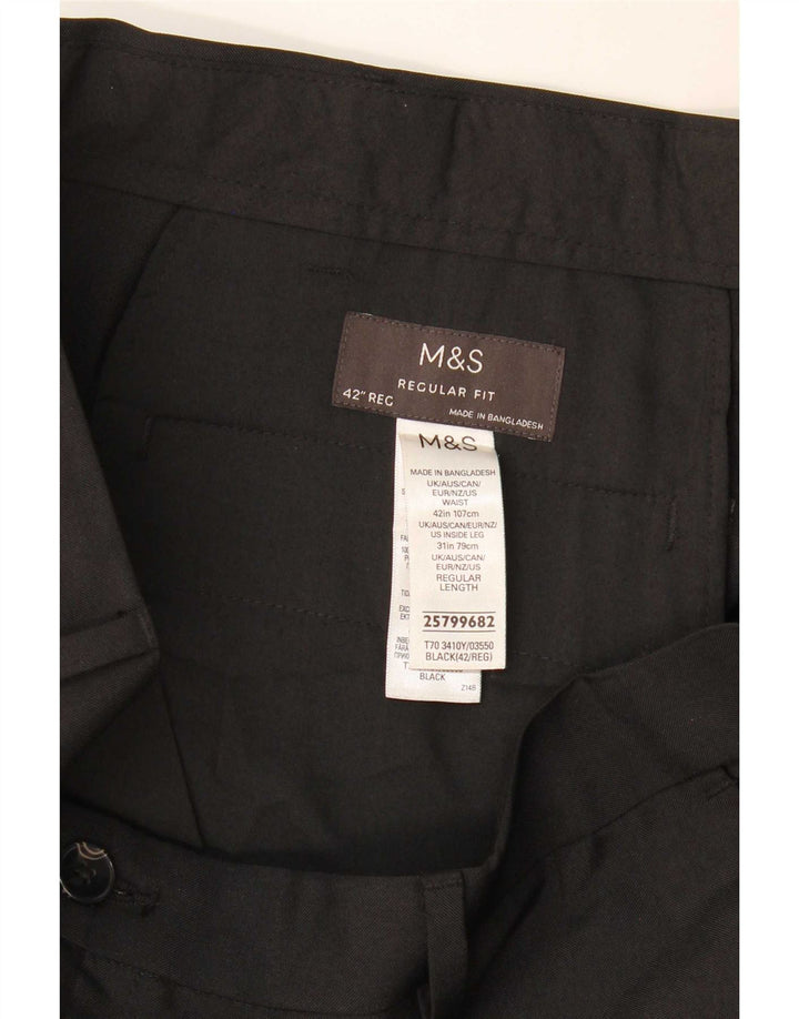 Pantaloni da abito dritti da uomo Marks & Spencer vestibilità regolare W42 L31 neri