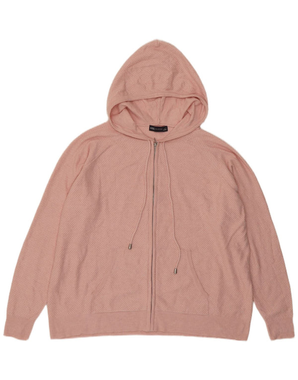 Maglione con cappuccio e zip in maglia vestibilità ampia da donna Marks & Spencer UK 16 grande rosa
