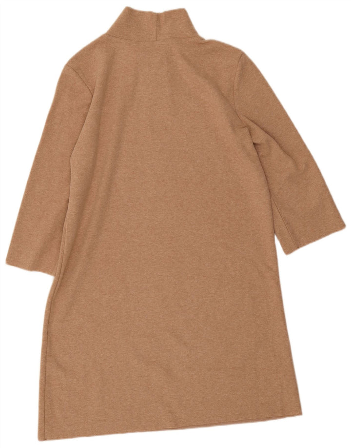 Abito a trapezio con maniche a 3/4 da donna Zara UK 12 Poliestere beige medio