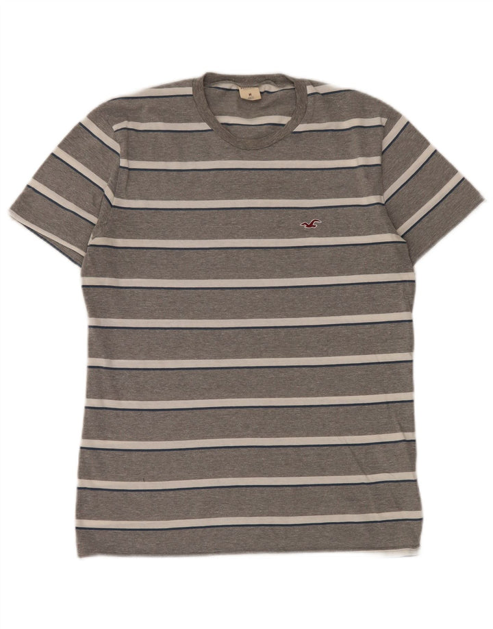 T-shirt da uomo HOLLISTER Top in cotone a righe grigio medio