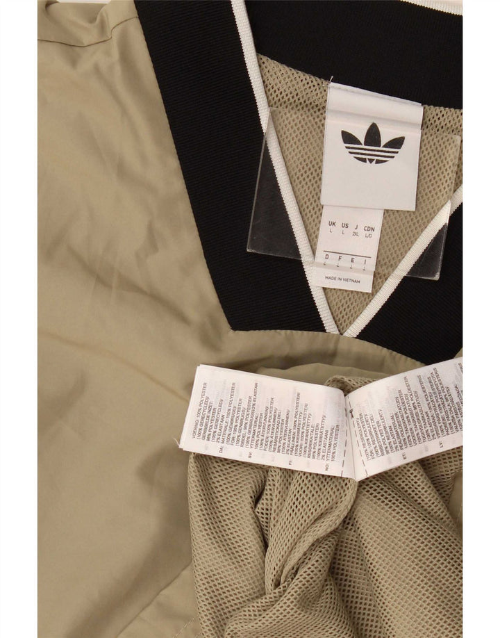 Adidas Uomo Pullover Tuta Top Large Beige Colourblock Poliestere