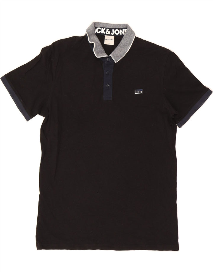 JACK & JONES Mens Polo Shirt XL Black Cotton Vintage Jack & Jones and Second-Hand Jack & Jones from Messina Hembry 
