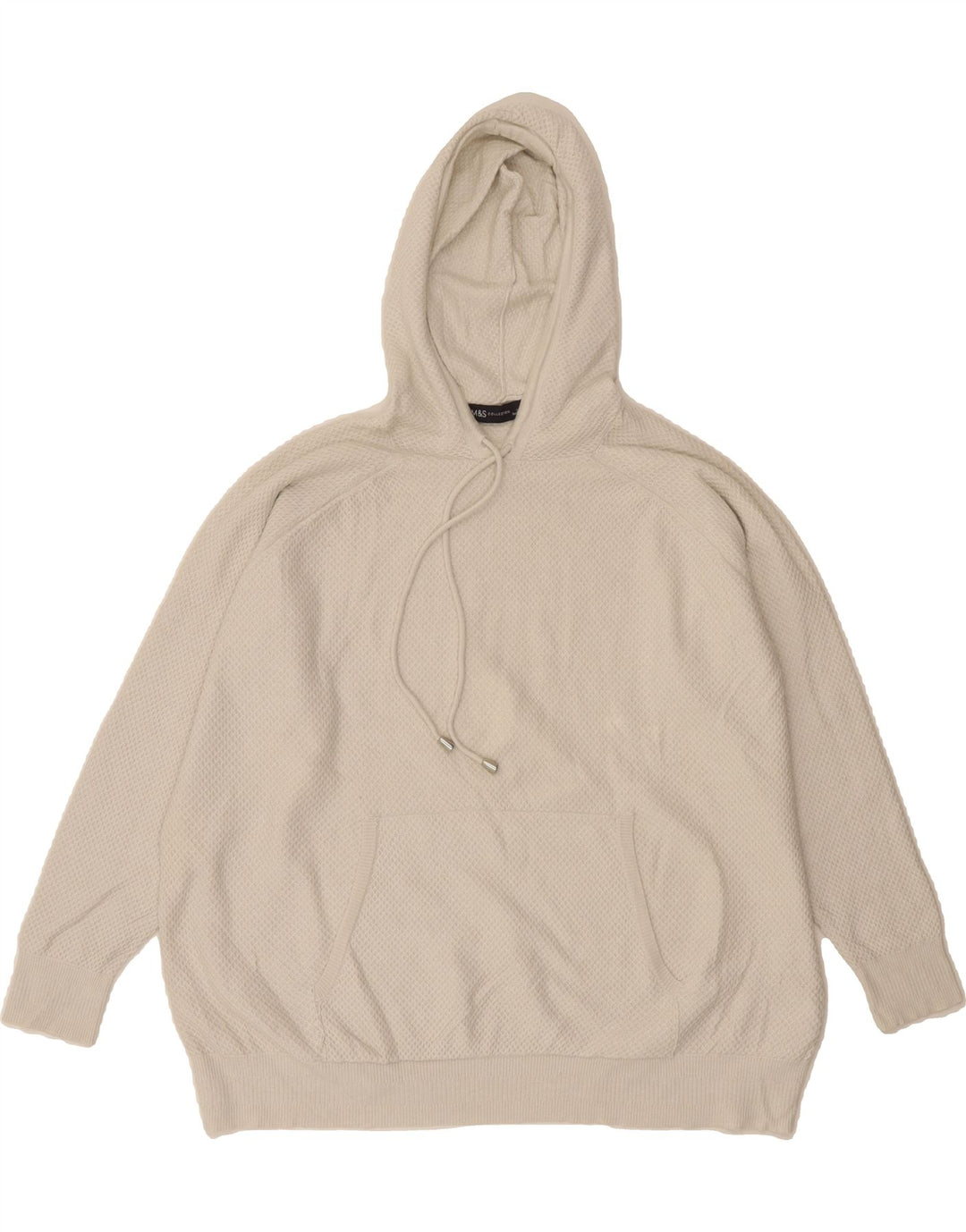 MARKS & SPENCER Womens Oversized Hoodie Jumper UK 16 Large White Viscose Vintage Marks & Spencer and Second-Hand Marks & Spencer from Messina Hembry 