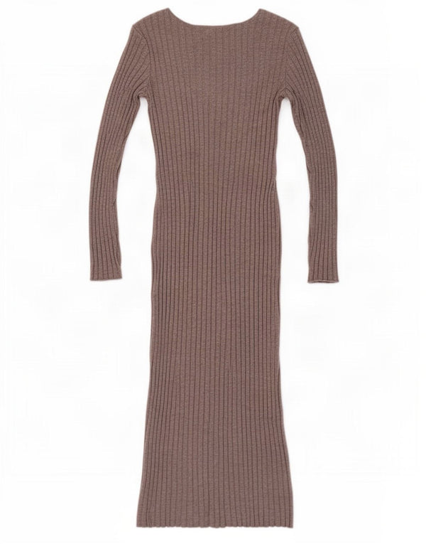 Abito maglione a maniche lunghe da donna Zara UK 14 Large in viscosa grigia