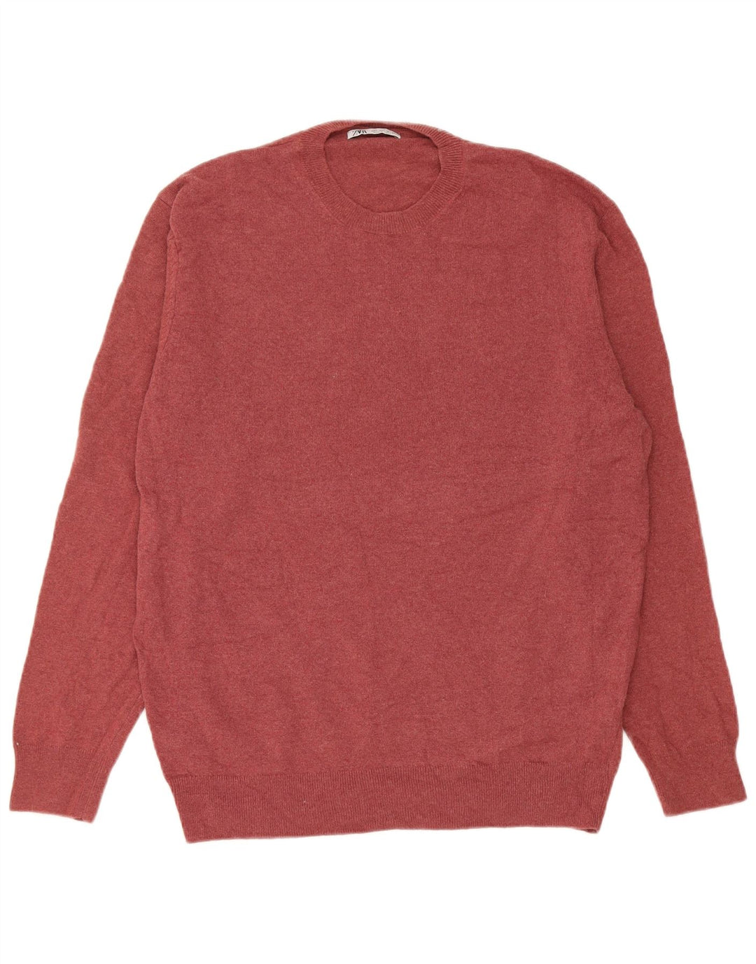 Maglione maglione girocollo da uomo Zara grande bordeaux in poliammide