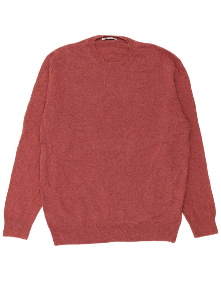 Maglione maglione girocollo da uomo Zara grande bordeaux in poliammide