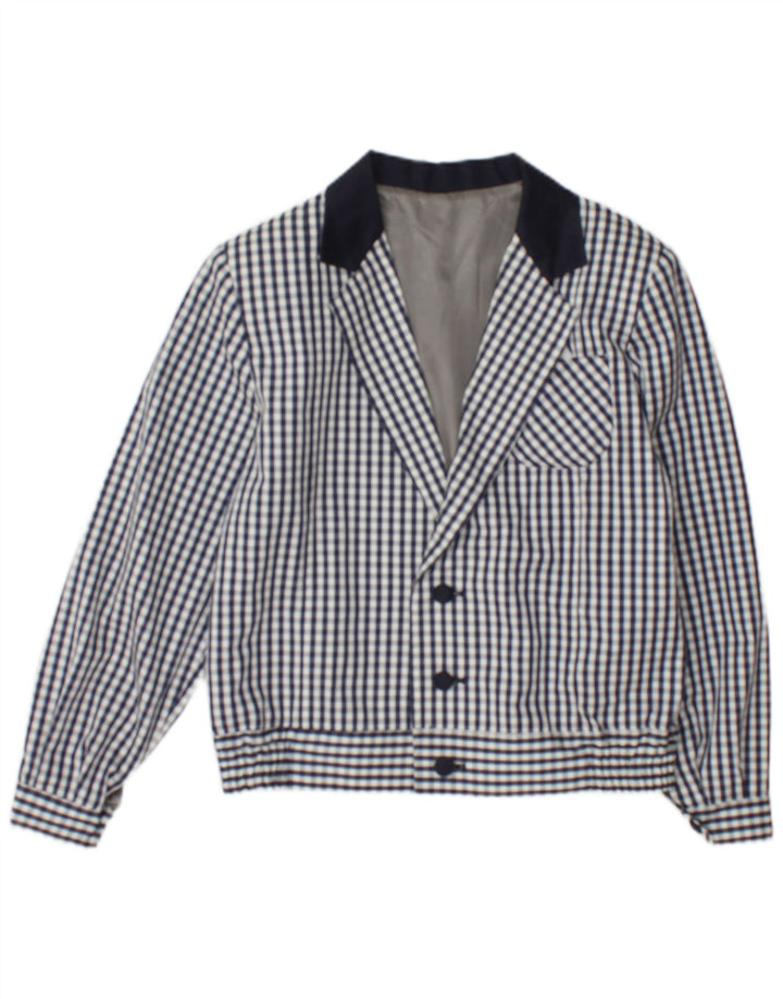 Giubbotto bomber da donna vintage UK 12 medio blu navy a quadri