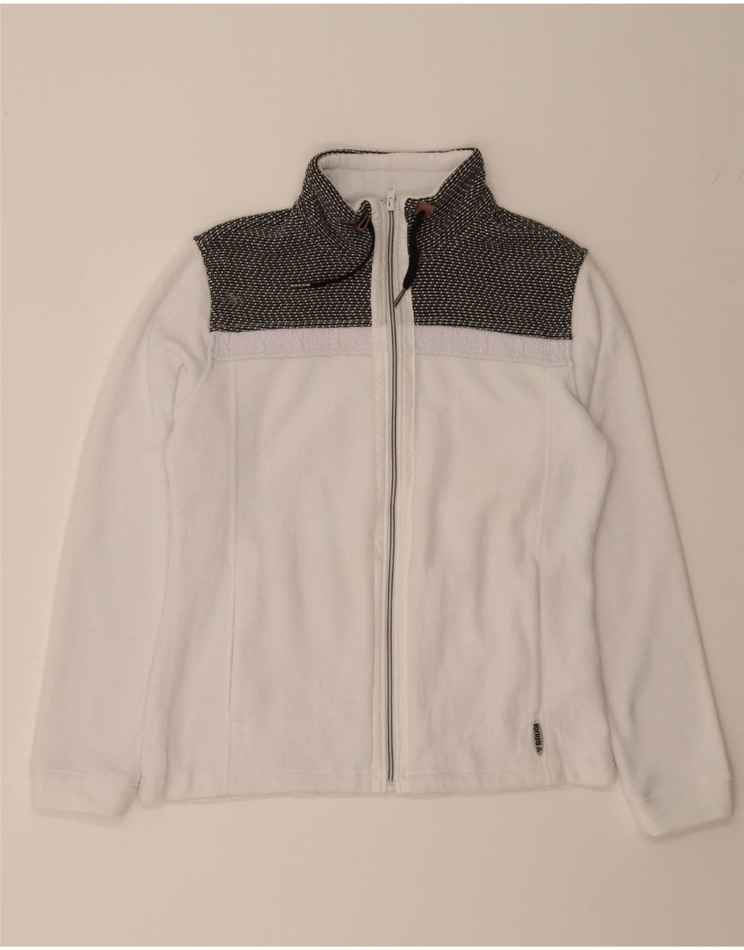 BRUGI Womens Fleece Jacket UK 16 Large White Colourblock Polyester Vintage Brugi and Second-Hand Brugi from Messina Hembry 