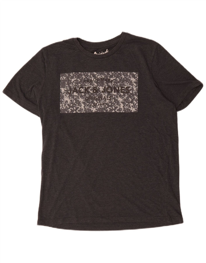 T-shirt grafica da uomo Jack & Jones Top XL in cotone grigio