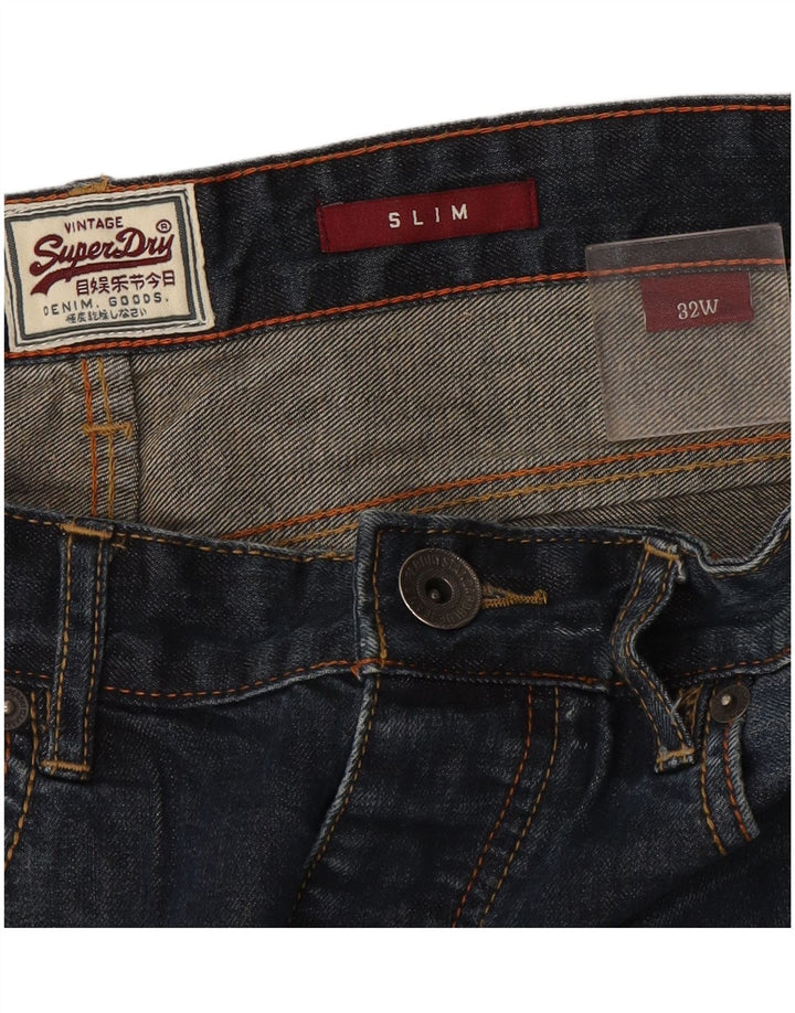 Pantaloncini di jeans slim da uomo Superdry W32 blu navy medio