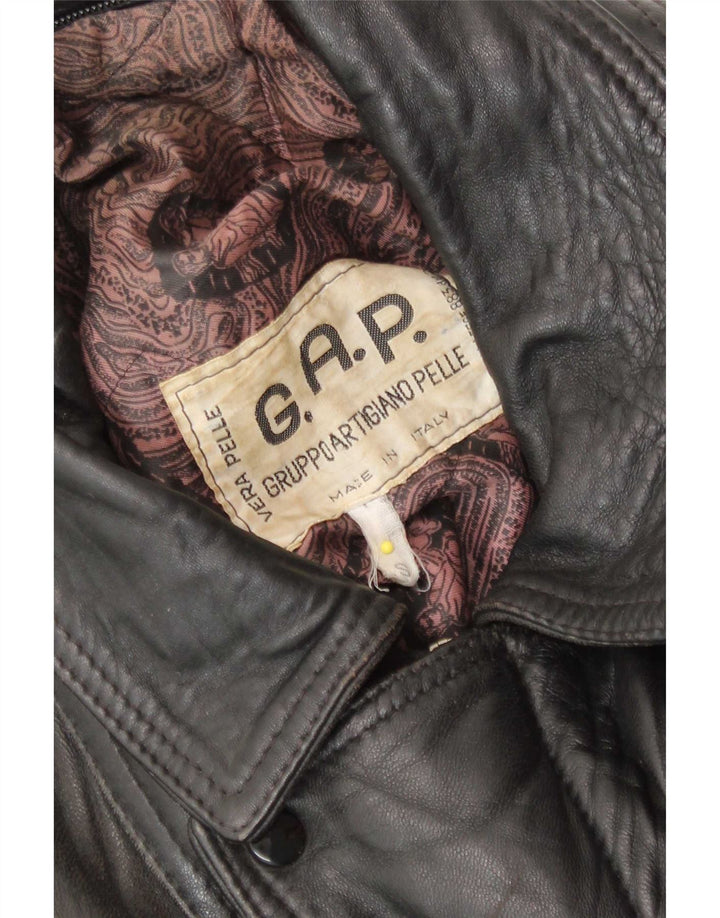 Giacca in pelle vintage da uomo UK 36 piccola in pelle marrone
