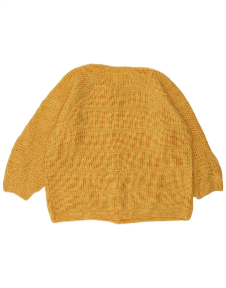 Maglione cardigan da donna vintage UK 14 grande giallo
