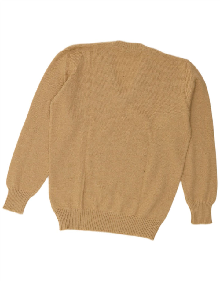 Maglione da uomo con scollo a V Ambassador Lana di alpaca beige medio
