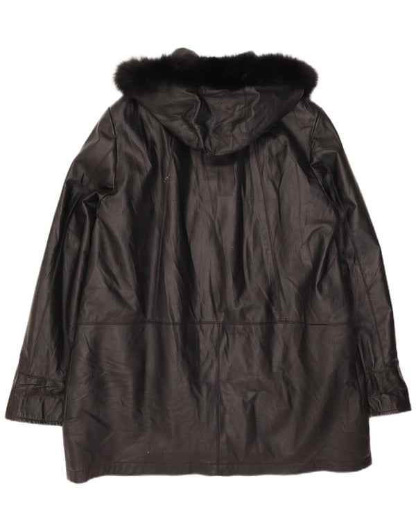 Cappotto in pelle con cappuccio da donna Oviesse IT 52 2XL Nero