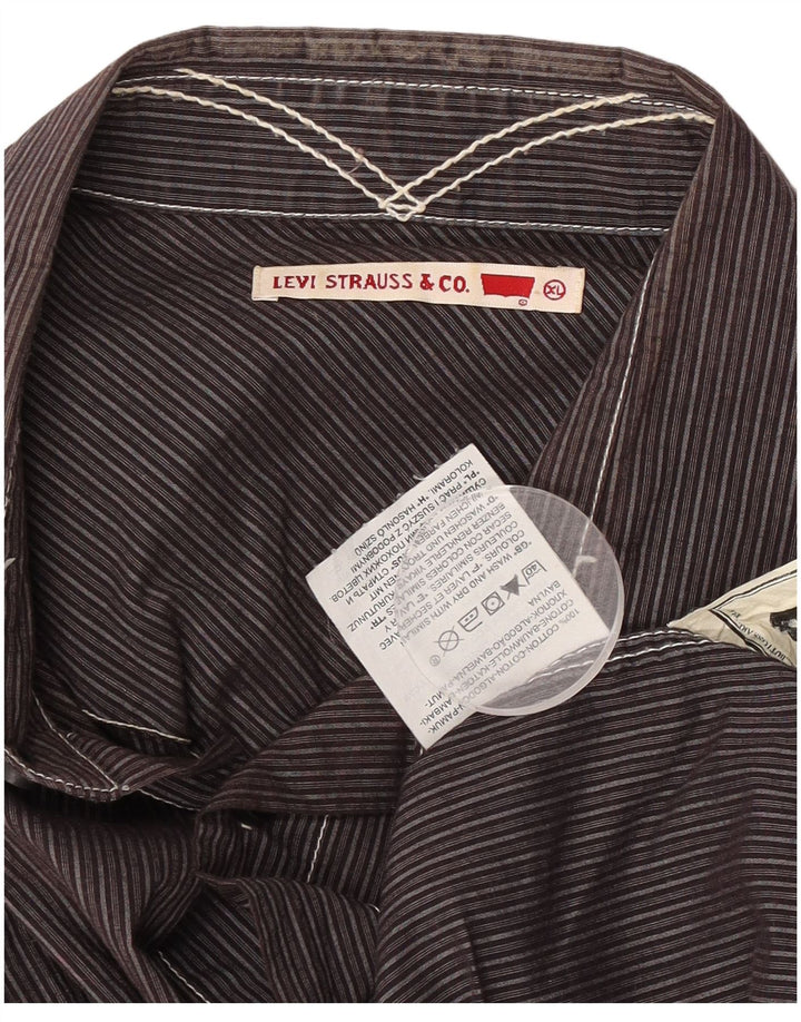 Camicia Levi's da uomo XL in cotone gessato marrone