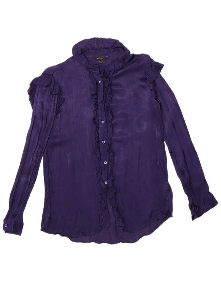 MASSIMO DUTTI Camicetta da donna oversize con volant sul davanti EU 34 2XS Viola