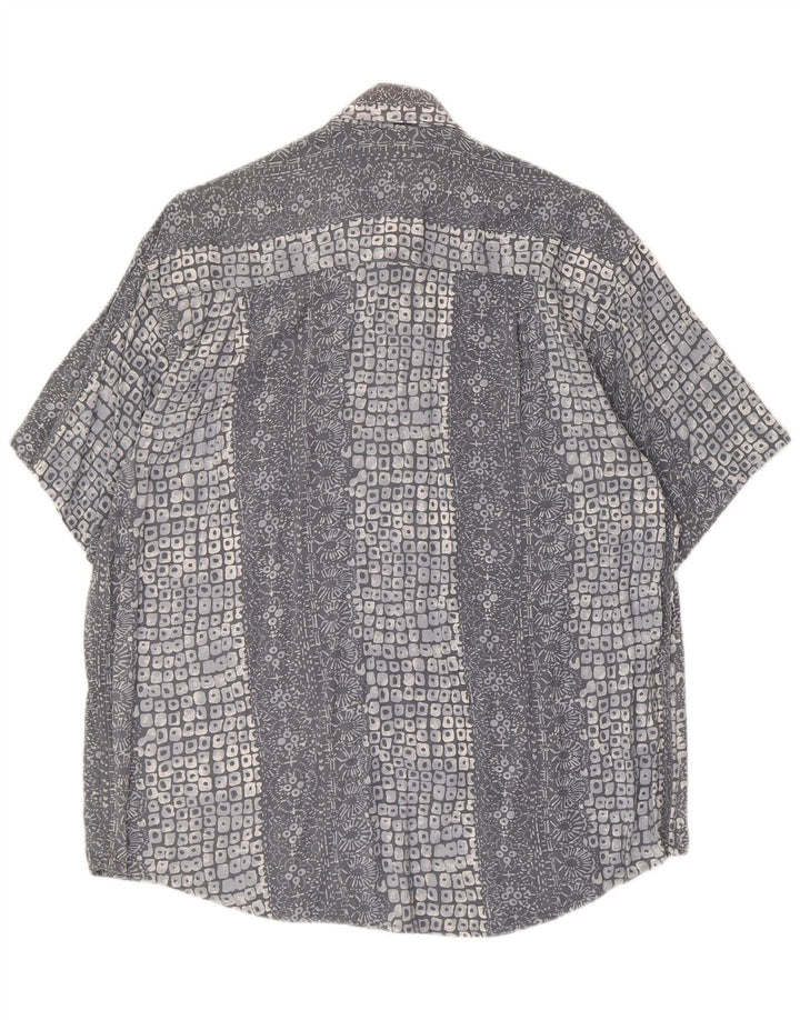 Camicia a maniche corte da uomo Harrison & Son con motivo astratto in viscosa grigio medio