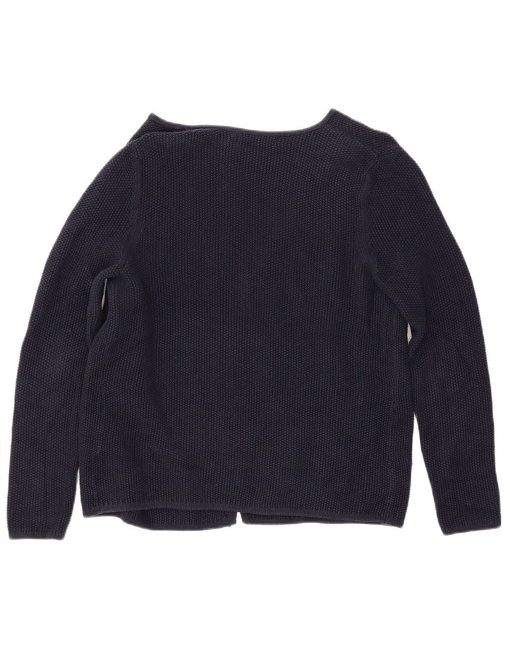 CREW CLOTHING Maglione cardigan aperto da donna UK 14 Cotone medio blu navy